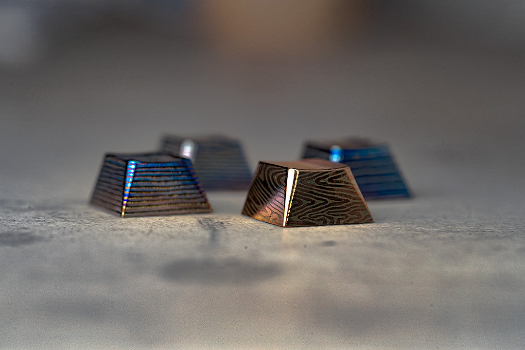 Titanium Key Cap Timascus Keycap by CadLab CNC – Premium Titanium Damascus for Custom ...